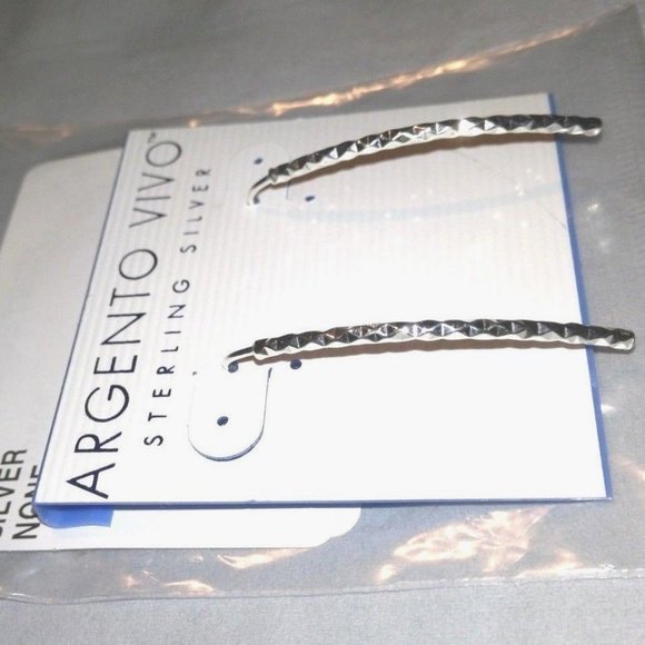 SILVER 925 Diamond Cut Curved Earrings Threaders by ARGENTO VIVO New NWT - Picture 5 of 8